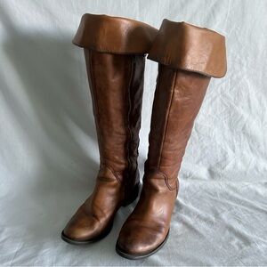 Women’s VINCE CAMUTO Brown Distressed Leather Studded Over Knee Boots 7.5